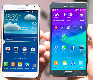 Samsung Galaxy Note 4 and Note 3