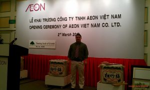 Kevin Miller, Jr., at the Aeon Opening Ceremony for Hakata Consulting