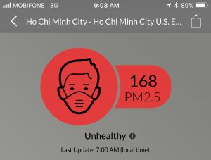 Ho Chi Minh City PM 2.5 AQI reading second hour of test