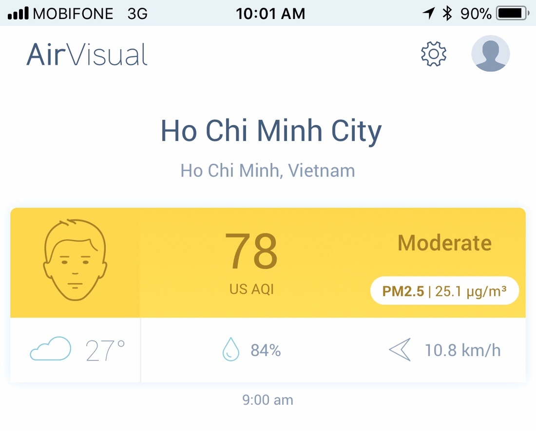 AirVisual Air Quality Reading for Saigon, Vietnam 