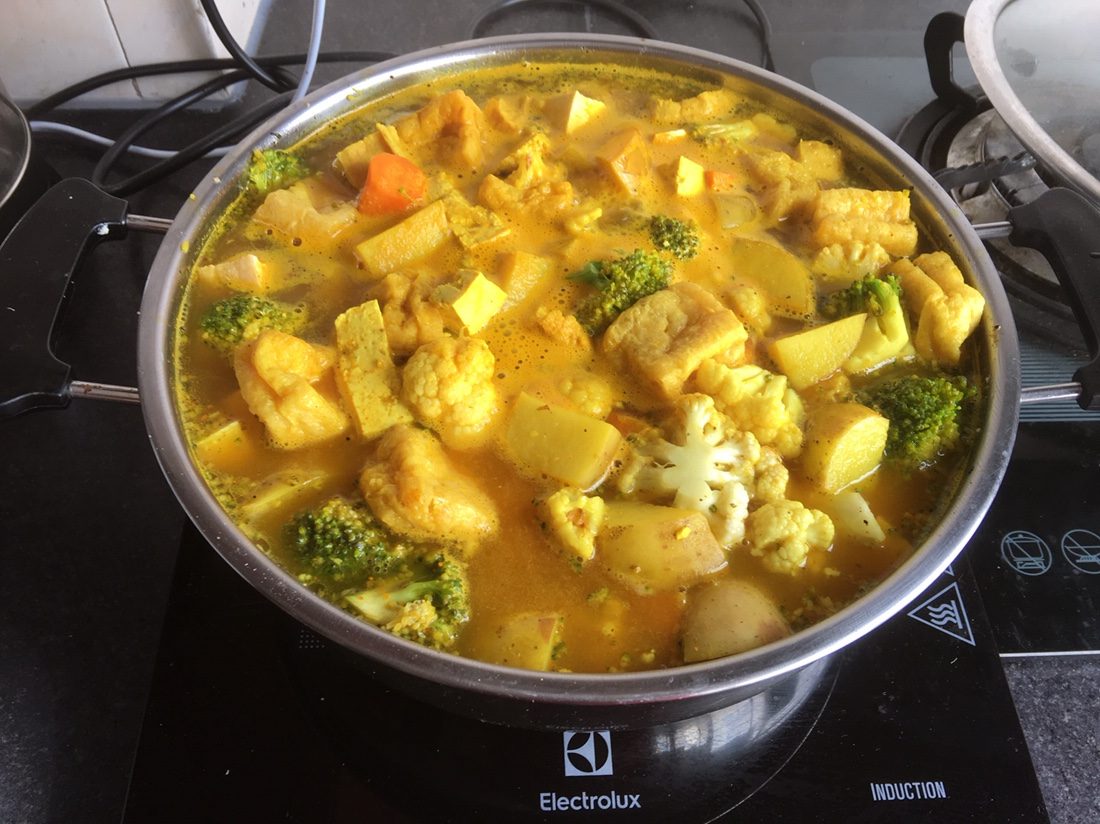 All the ingredients have been added to my vegetable curry