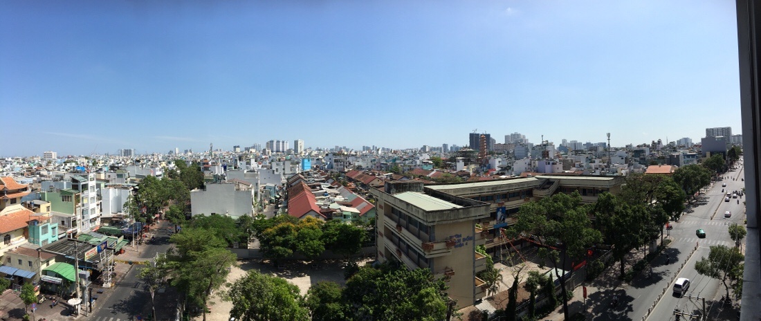 Panorama view of District 7 from District 4 in Saigon on Day 4 of Tet, 2018 