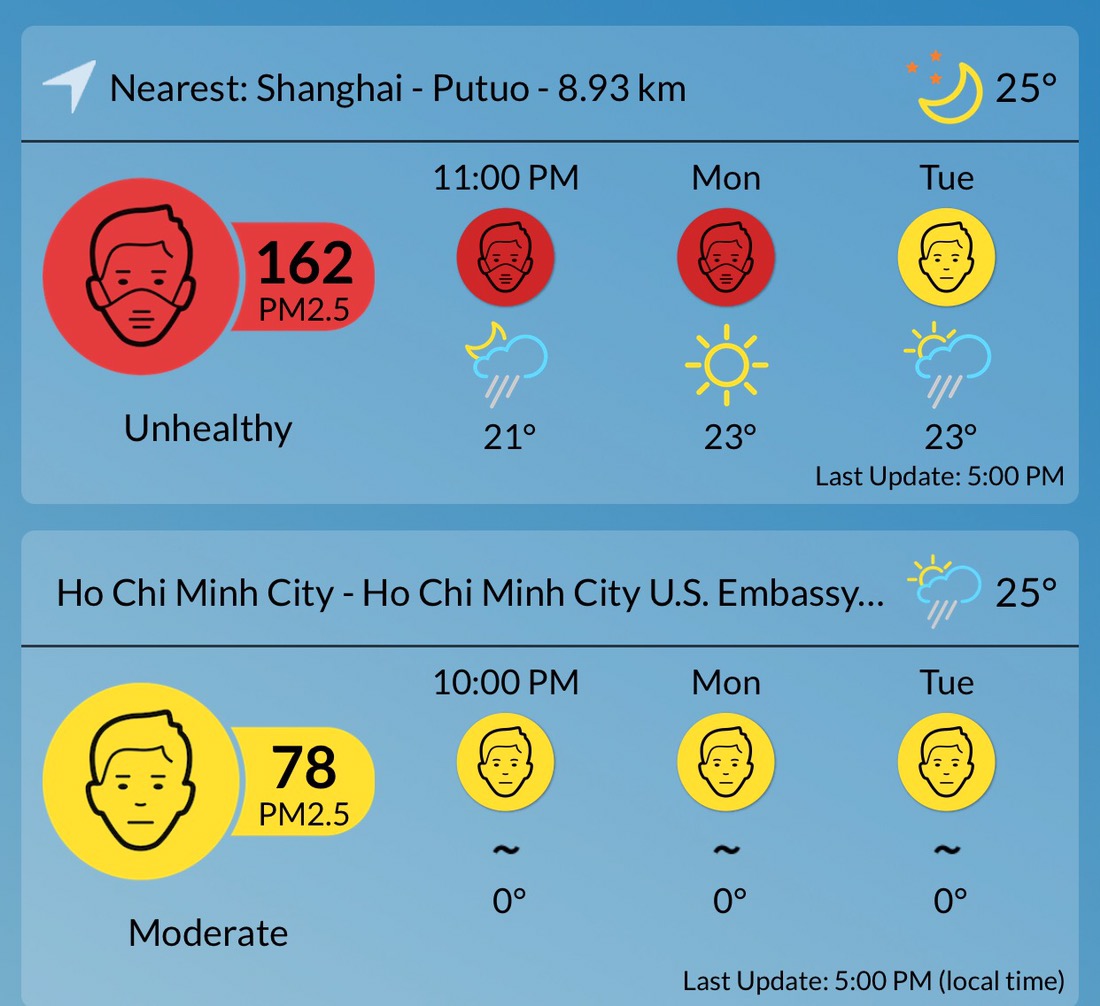 Air Quality worse in Shanghai than Saigon
