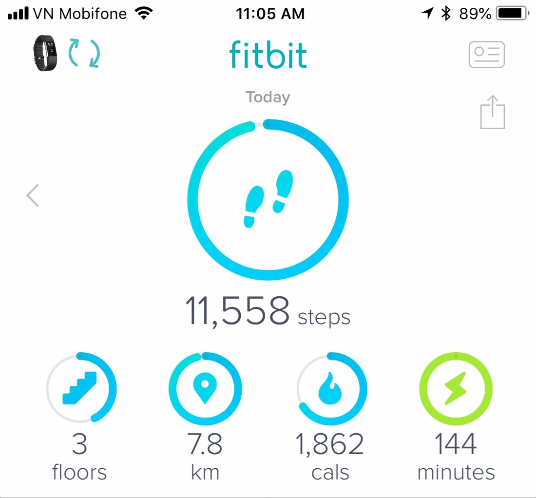 Counting steps with Fitbit Charge 2