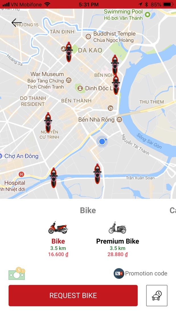 Aber has only a few motorbikes in Saigon but this will change as drivers move over